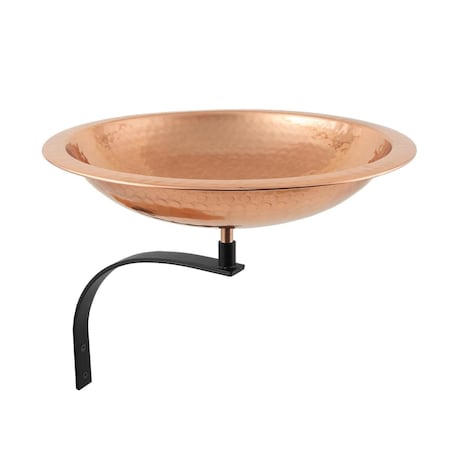 Achla Designs Achla BBHC-01T-OR Hammered Birdbath with Over Rail Bracket; Copper & Black BBHC-01T-OR
